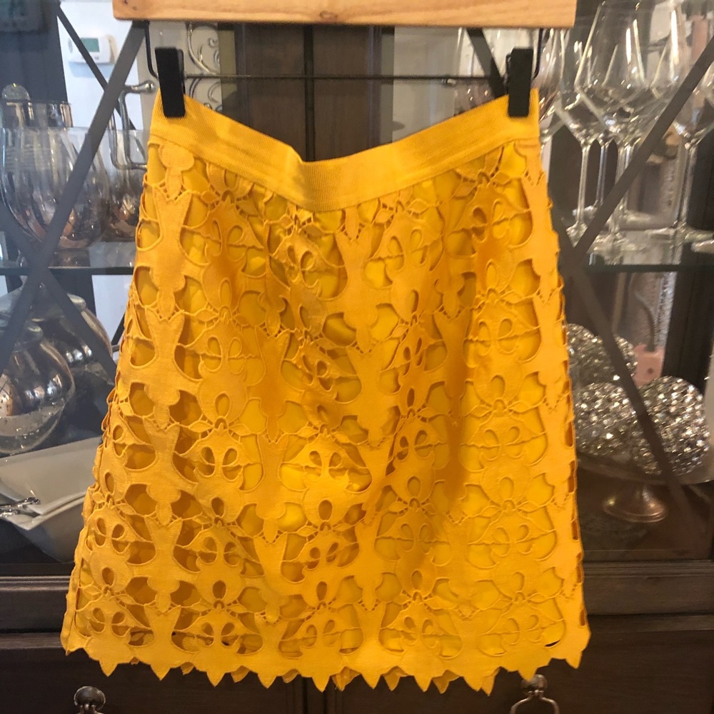 Loft Mustard Eyelet Skirt